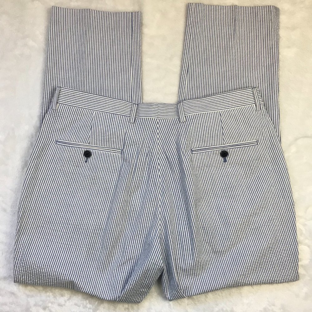 Tommy Hilfiger Mens Seersucker Dress Pants Blue White Striped Cotton Blend 36X30 - Picture 7 of 8